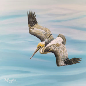 "Pelican Over the Water"